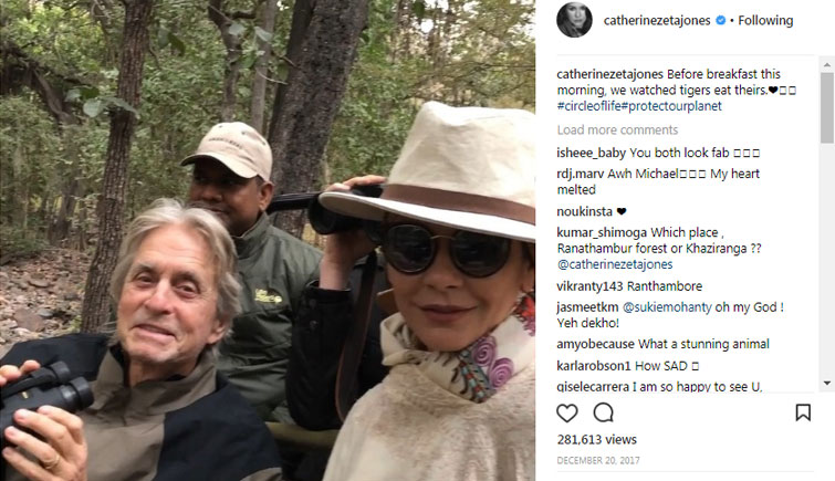 Catherine Zeta Jones and Michael Douglas at Ranthambore National Park